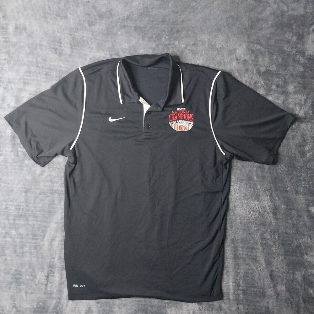 Nike Polo Shirt XL Dri-Fit Short Sleeve Casual Black East Mississipi